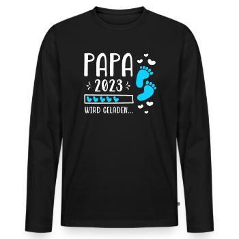 Vater 2023 Werdender Papa Loading 2023 - Männer Premium Bio Langarmshirt - Schwarz - Vorne - Nico (187cm)