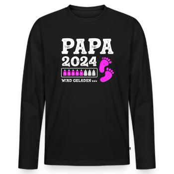 Vater 2024 Werdender Papa Loading 2024 - Männer Premium Bio Langarmshirt - Schwarz - Vorne - Nico (187cm)