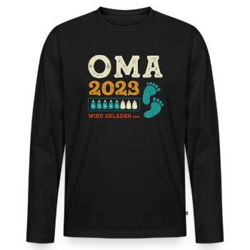 Werdende Oma 2023 Schwangerschaft Verkünden - Männer Premium Bio Langarmshirt - Schwarz - Vorne - Nico (187cm)