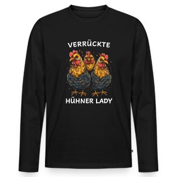 Witziger Spruch Landwirt Bauer Hühner Henne - Männer Premium Bio Langarmshirt - Schwarz - Vorne - Nico (187cm)