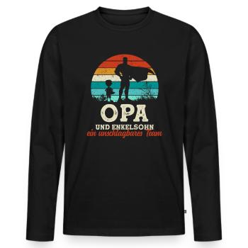 Team Super Opa und Enkelsohn Vatertag - Männer Premium Bio Langarmshirt - Schwarz - Vorne - Nico (187cm)