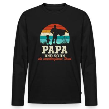 Team Super Papa und Sohn Vatertag Geschenk - Männer Premium Bio Langarmshirt - Schwarz - Vorne - Nico (187cm)