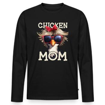 Chicken Mom Chickens Hen Gift Farmer - Men's Premium Organic Long Sleeve Shirt - black - Front - Nico (187cm)