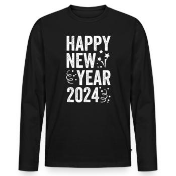 Fête du Nouvel An Bonne année 2024 - T-shirt manches longues Premium bio Homme - noir - Devant - Nico (187cm)