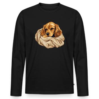 Süßer Hund Welpe Cocker Spaniel - Männer Premium Bio Langarmshirt - Schwarz - Vorne - Nico (187cm)