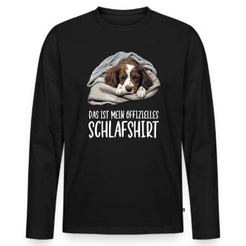 Official Epagneul Breton Dog Sleep Shirt - Men's Premium Organic Long Sleeve Shirt - black - Front - Nico (187cm)