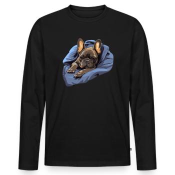 chiot chien mignon bouledogue français - T-shirt manches longues Premium bio Homme - noir - Devant - Nico (187cm)