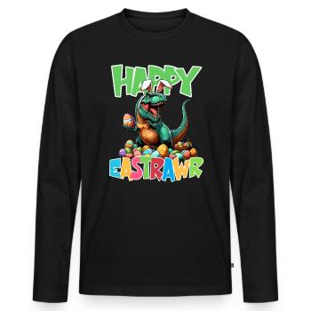 Dinosaur Trex Boys Easter Basket Easter Bunny Merry - Men's Premium Organic Long Sleeve Shirt - black - Front - Nico (187cm)