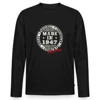 Retro Patch Vintage 1947 Birthday Gift - Men's Premium Organic Long Sleeve Shirt - black - Front - Nico (187cm)