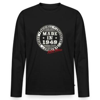 Retro Patch Vintage 1949 Birthday Gift - Men's Premium Organic Long Sleeve Shirt - black - Front - Nico (187cm)
