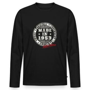 Rétro Patch Vintage 1953 cadeau d’anniversaire - T-shirt manches longues Premium bio Homme - noir - Devant - Nico (187cm)
