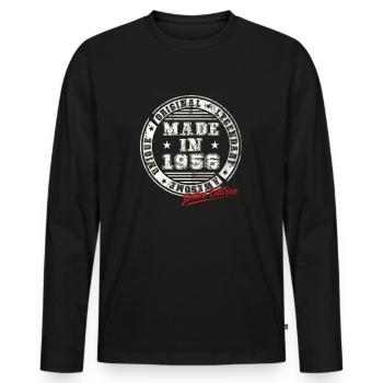 Retro Patch Vintage 1956 Birthday Gift - Men's Premium Organic Long Sleeve Shirt - black - Front - Nico (187cm)