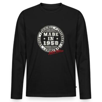 Retro Patch Vintage 1958 Birthday Gift - Men's Premium Organic Long Sleeve Shirt - black - Front - Nico (187cm)