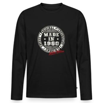 Retro Patch Vintage 1960s Birthday Gift - Men's Premium Organic Long Sleeve Shirt - black - Front - Nico (187cm)