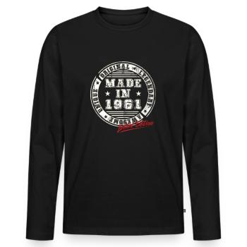 Retro Patch Vintage 1961 Birthday Gift - Men's Premium Organic Long Sleeve Shirt - black - Front - Nico (187cm)