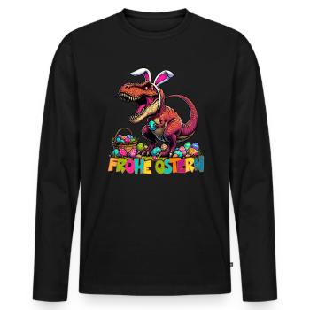 Dinosaur Trex Boys Easter Basket Easter Bunny - Men's Premium Organic Long Sleeve Shirt - black - Front - Nico (187cm)