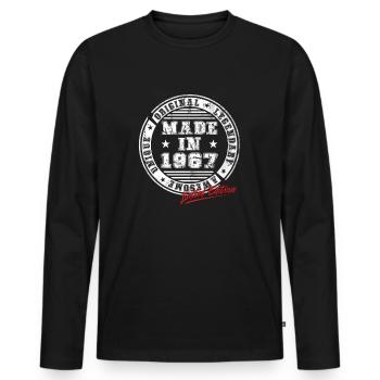 Retro Patch Vintage 1967 Birthday Gift - Men's Premium Organic Long Sleeve Shirt - black - Front - Nico (187cm)