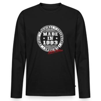 Retro Patch Vintage 1993 Birthday Gift - Men's Premium Organic Long Sleeve Shirt - black - Front - Nico (187cm)