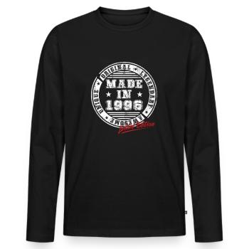 Retro Patch Vintage 1996 Birthday Gift - Men's Premium Organic Long Sleeve Shirt - black - Front - Nico (187cm)