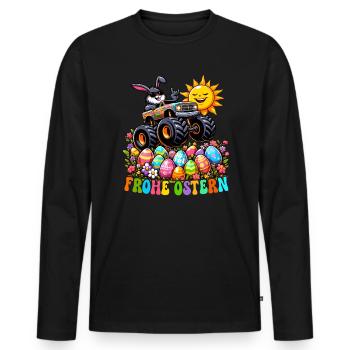 Monster Truck Easter Basket Easter Bunny Happy Easter - Men's Premium Organic Long Sleeve Shirt - black - Front - Nico (187cm)