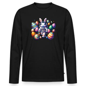 Easter Bunny Astronaut Boys Girls Easter Basket - Men's Premium Organic Long Sleeve Shirt - black - Front - Nico (187cm)
