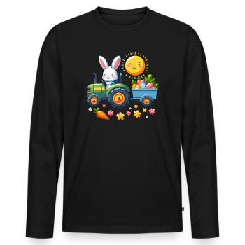 Tractor, Farmer, Easter Basket, Easter Bunny, Happy Easter - Men's Premium Organic Long Sleeve Shirt - black - Front - Nico (187cm)