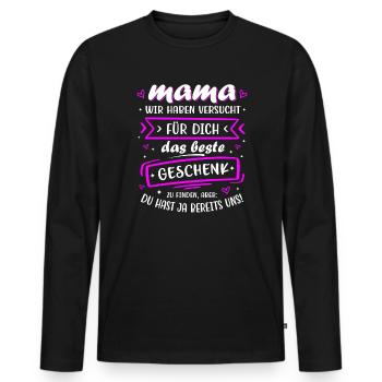Le meilleur cadeau, c’est nous Maman Fête des Mères - T-shirt manches longues Premium bio Homme - noir - Devant - Nico (187cm)