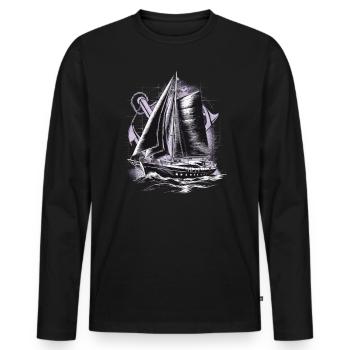 Sailboat with anchor gift - Men's Premium Organic Long Sleeve Shirt - black - Front - Nico (187cm)