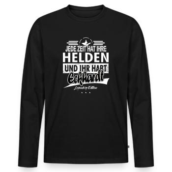 Jede Zeit hat Ihre Helden Ihr habt Eckardt - Männer Premium Bio Langarmshirt - Schwarz - Vorne - Nico (187cm)