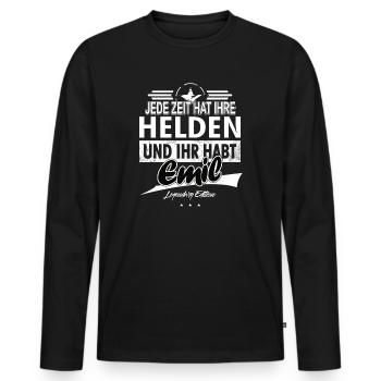 Every era has its heroes You have Emil - Men's Premium Organic Long Sleeve Shirt - black - Front - Nico (187cm)