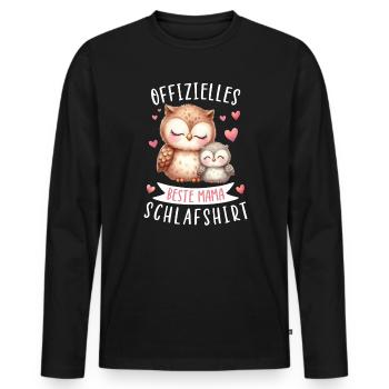 Official Best Mom Sleep Shirt Owl - Men's Premium Organic Long Sleeve Shirt - black - Front - Nico (187cm)