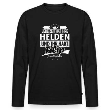 Jede Zeit hat Ihre Helden Ihr habt Filip - Männer Premium Bio Langarmshirt - Schwarz - Vorne - Nico (187cm)