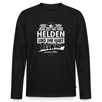 Jede Zeit hat Ihre Helden Ihr habt Flavio - Männer Premium Bio Langarmshirt - Schwarz - Vorne - Nico (187cm)