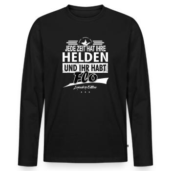 Jede Zeit hat Ihre Helden Ihr habt Flo - Männer Premium Bio Langarmshirt - Schwarz - Vorne - Nico (187cm)