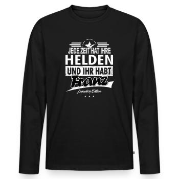 Jede Zeit hat Ihre Helden Ihr habt Franz - Männer Premium Bio Langarmshirt - Schwarz - Vorne - Nico (187cm)