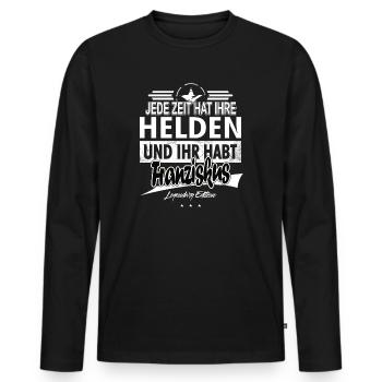 Jede Zeit hat Ihre Helden Ihr habt Franziskus - Männer Premium Bio Langarmshirt - Schwarz - Vorne - Nico (187cm)