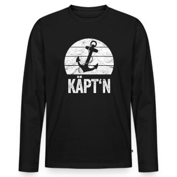 Sailboat, Motorboat, Captain, Sailor, Mom, Dad - Men's Premium Organic Long Sleeve Shirt - black - Front - Nico (187cm)