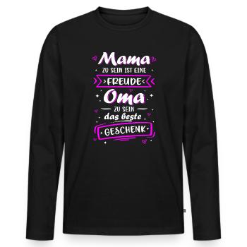 Geburtstag Muttertag Mama Oma Geschenk - Männer Premium Bio Langarmshirt - Schwarz - Vorne - Nico (187cm)