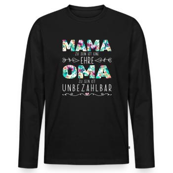 Mama Oma Geschenk Geburtstag Muttertag - Männer Premium Bio Langarmshirt - Schwarz - Vorne - Nico (187cm)
