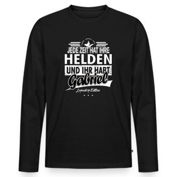 Chaque époque a ses héros Vous avez Gabriel - T-shirt manches longues Premium bio Homme - noir - Devant - Nico (187cm)