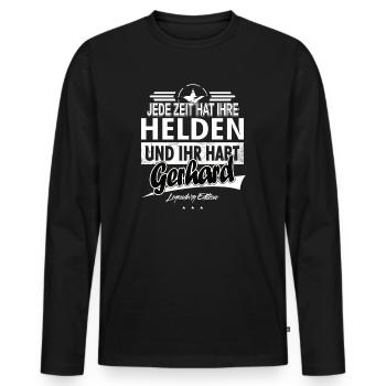 Chaque époque a ses héros Vous avez Gerhard - T-shirt manches longues Premium bio Homme - noir - Devant - Nico (187cm)