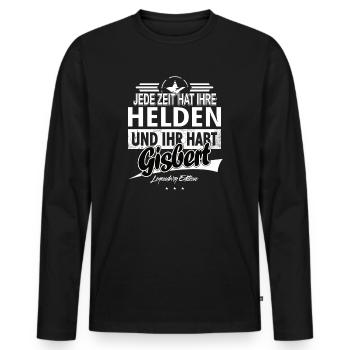 Jede Zeit hat Ihre Helden Ihr habt Gisbert - Männer Premium Bio Langarmshirt - Schwarz - Vorne - Nico (187cm)