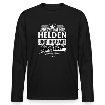 Every era has its heroes You have Gustav - Men's Premium Organic Long Sleeve Shirt - black - Front - Nico (187cm)