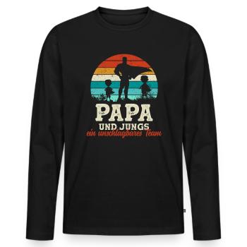 Team Super Papa und Jungs Söhne Vatertag Geschenk - Männer Premium Bio Langarmshirt - Schwarz - Vorne - Nico (187cm)