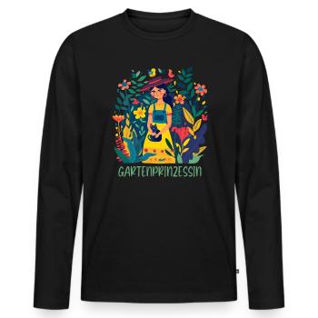 Jardin, Princesse, Jardin, Fête des mères, Maman jardinière - T-shirt manches longues Premium bio Homme - noir - Devant - Nico (187cm)