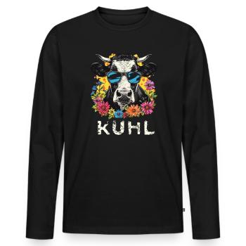 Funny Cow Farmer Farmer Cool Agriculture - Men's Premium Organic Long Sleeve Shirt - black - Front - Nico (187cm)