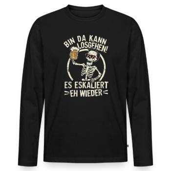 Costume de squelette de carnaval de carnaval - T-shirt manches longues Premium bio Homme - noir - Devant - Nico (187cm)