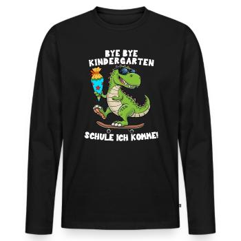 School Enrollment Back to School Boys Schoolchild Dino Trex - Men's Premium Organic Long Sleeve Shirt - black - Front - Nico (187cm)
