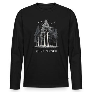Shinrin Yoku Japan Forest Bathing Nature Forest Grounding - Men's Premium Organic Long Sleeve Shirt - black - Front - Nico (187cm)