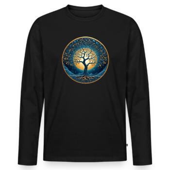 Nordic Celtic Tree Tree Of Life Tree Of Life - Men's Premium Organic Long Sleeve Shirt - black - Front - Nico (187cm)